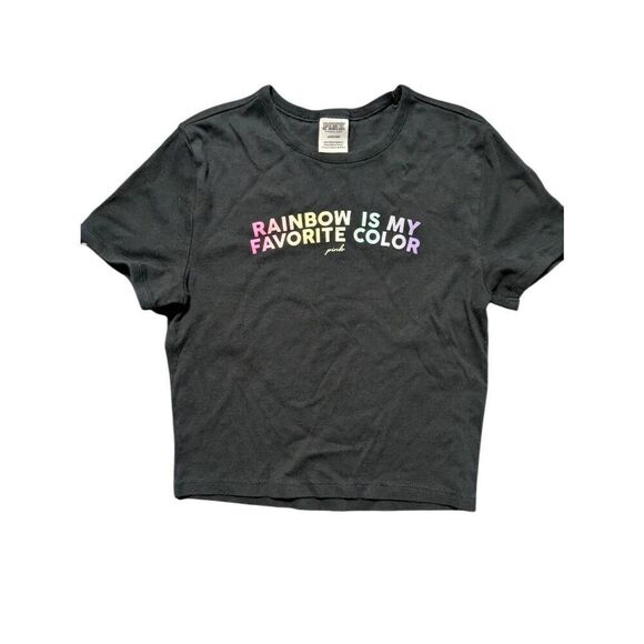 Victoria's Secret PINK SHORT SLEEVE CROP TEE LARGE - Picture 1 of 6